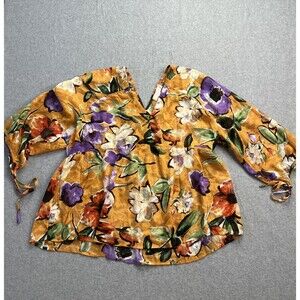 Weekend Suzanne Betro Baby Doll Top 2X Floral Peasant Boho Chic Cottagecore